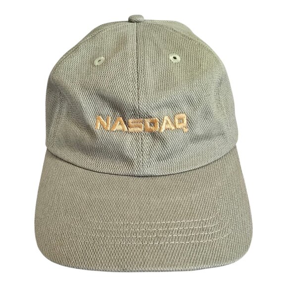 Nasdaq Stock Market Trader Adjustable Baseball Cap Hat Dusty Green w/ Beige - Picture 1 of 9